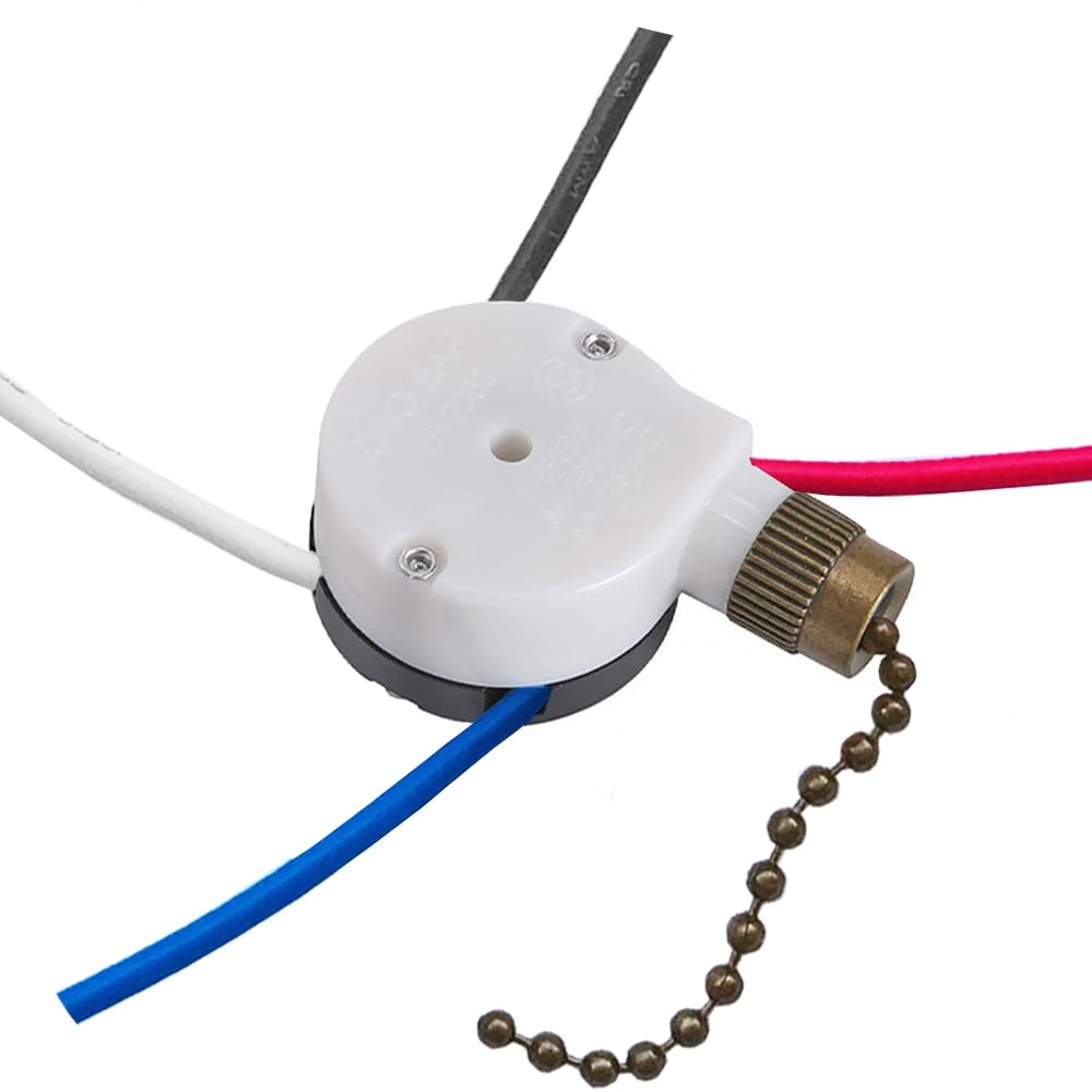 Ceiling Fan Switch Zing Ear Ze 208S E89885 With 4 Pre Installed Wires 3 Speed 4 Wire Pull Chain Switch Fan Light Switch Replacem