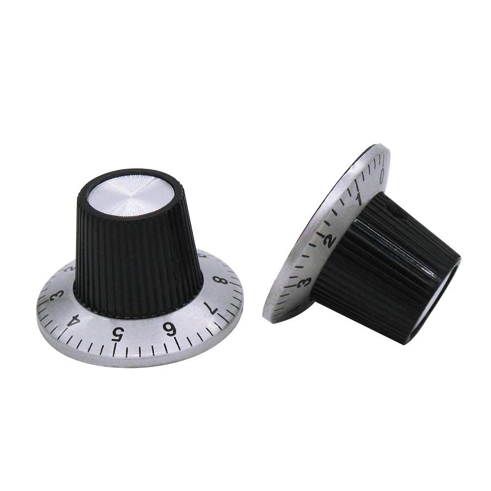 Mxuteuk 6Pcs Black With Silver Potentiometer Control Knob Volume Audio Electric Guitar Bass Screw Type 29 X 18Mm (D*H) Knob C 2