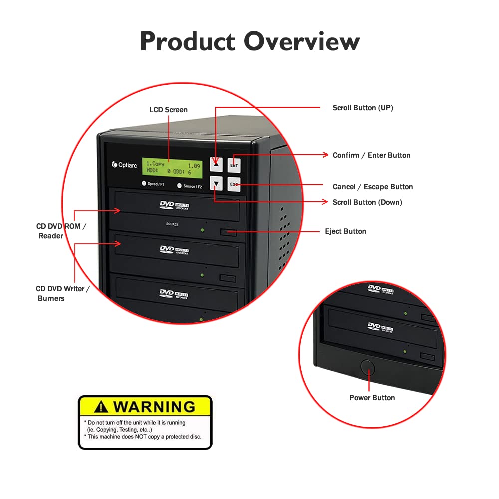 Optiarc 1 To 5 24X Burner M Disc Support Cd Dvd Duplicator   Standalone Copier Duplication Tower Opt S5T Dvd Bk