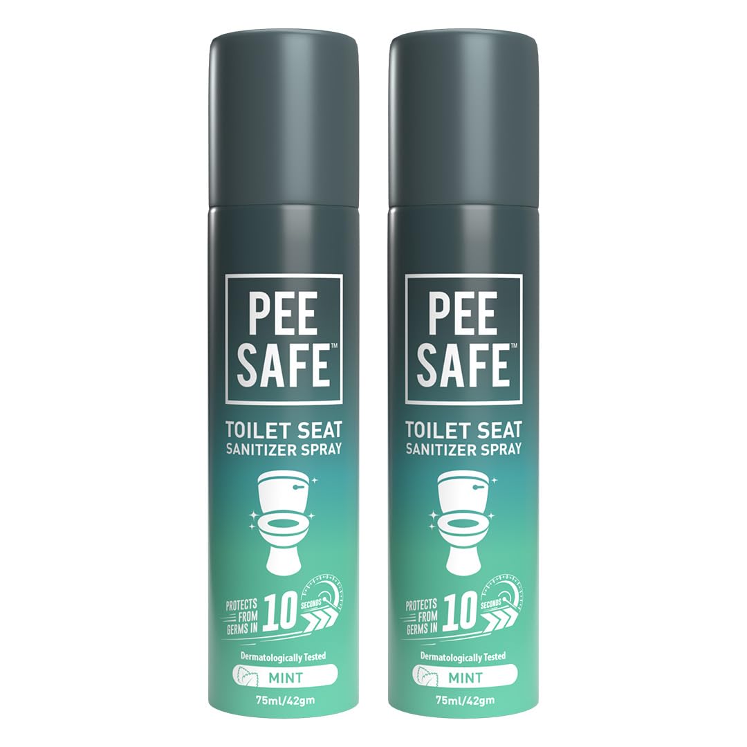 Pee Safe Toilet Seat Sanitizer Spray (75Ml  Pack Of 2)  Mint| Reduces The Risk Of Uti & Other Infections | Protects From 99.9%