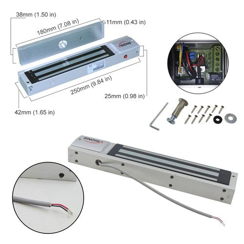 Visionis Fpc 5013 One Door Access Control Inswinging Door 600Lbs Electromagnetic Lock Kit With Wireless Receiver And Remote Magn