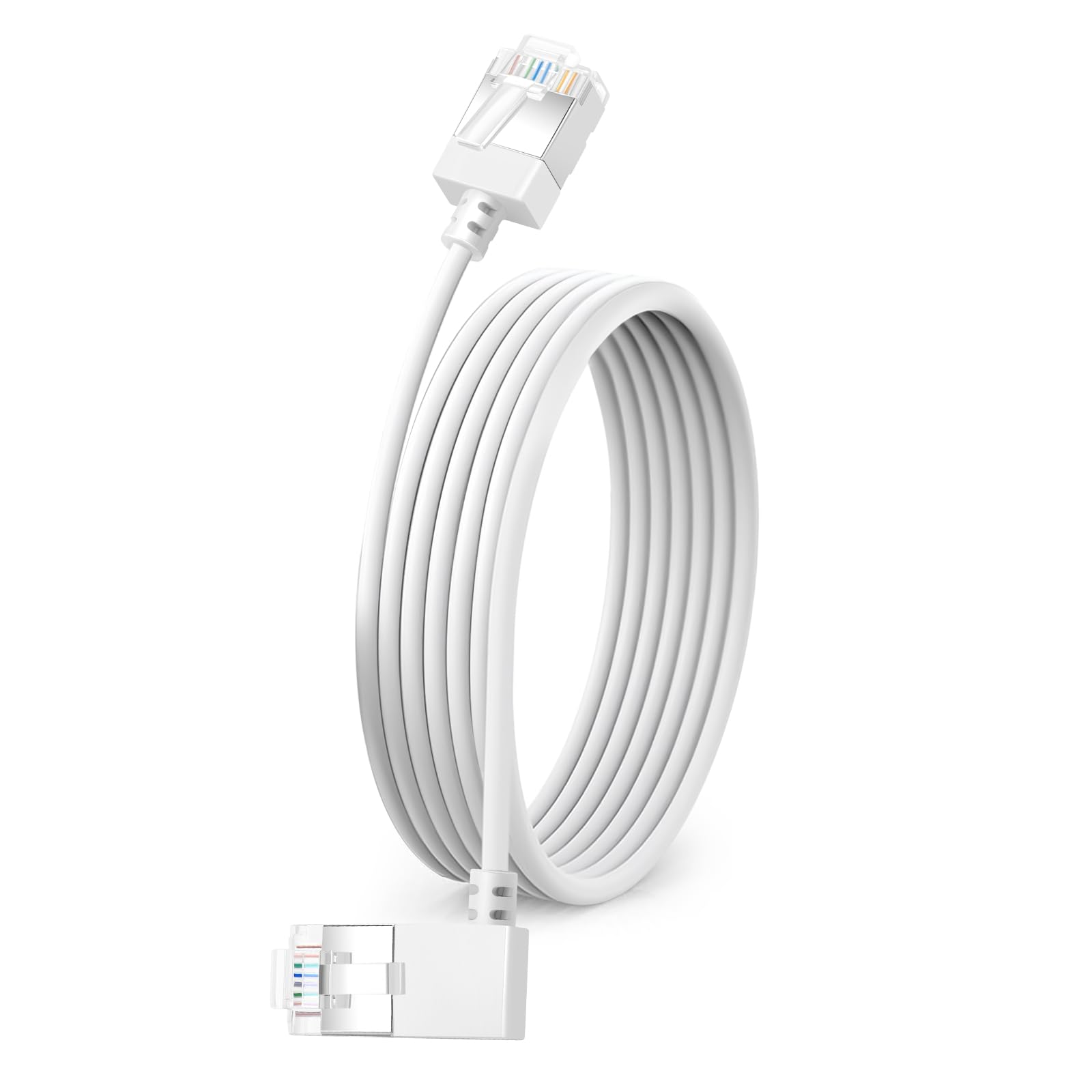 Dutevolns Slim Cat 6 Ethernet Cable 90 Left Angled 3.3 Feet, Ultra Thin & Flexible Rj45 Lan Cord Gigabit Applicable For Mac, Pc,