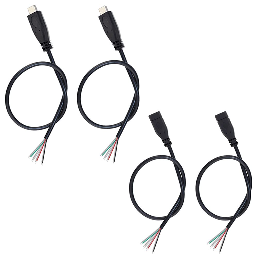 Ksopuert 4Pcs Type C Usb To Bare Wire Open End Cable 3.3Ft 5V 2.1A 4 Cores Power And Data Transmission Pigtail Repair Tin On The