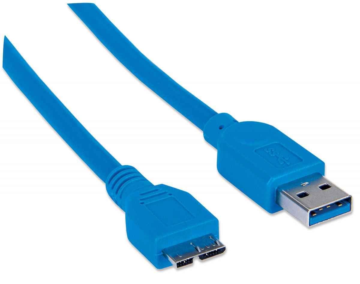 Manhattan Usb 3.0 Cable A Malemicro B Male Blue 6.6 Feet2M (325424)