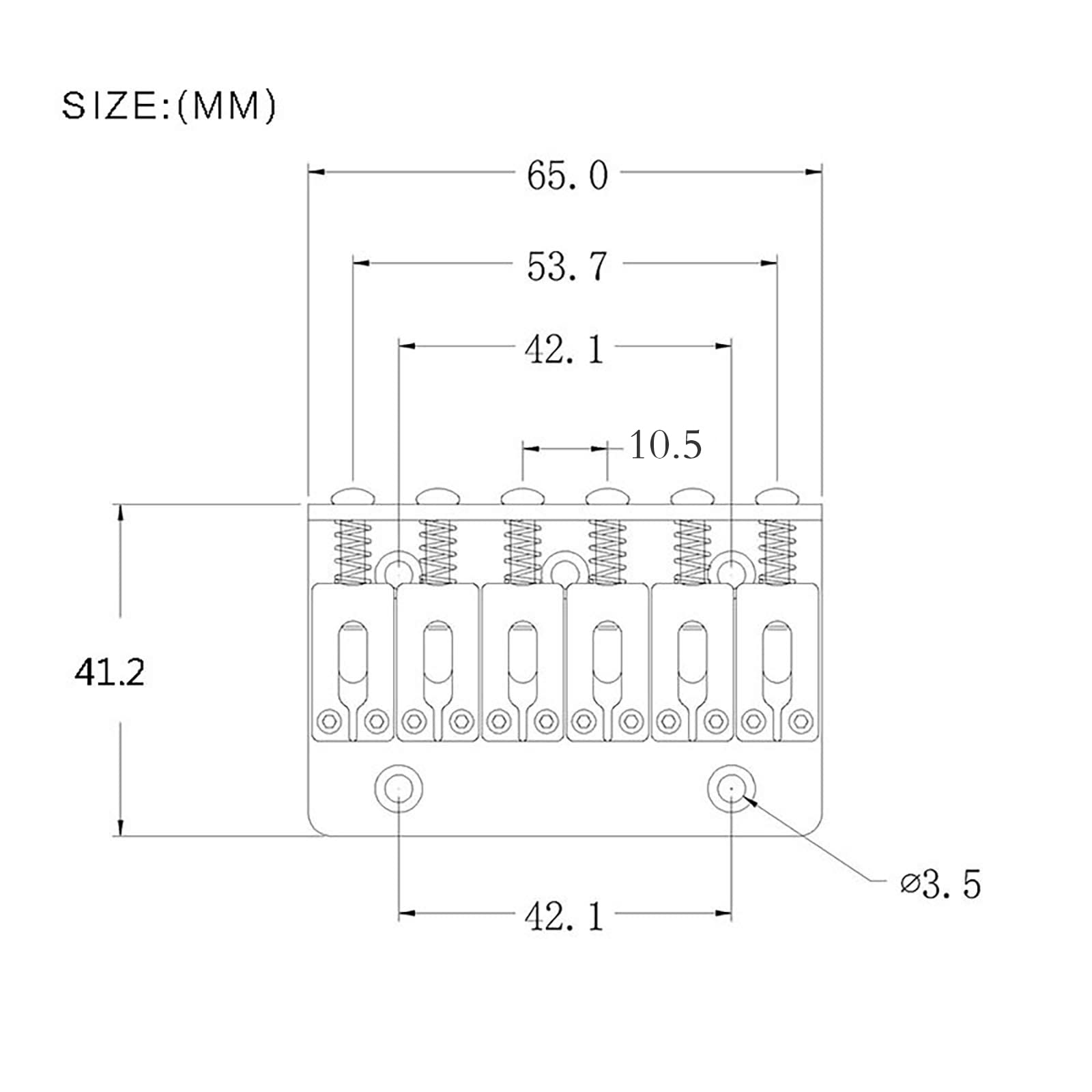 Maxcheer 65Mm Metal Fixed Hardtail Saddle Bridge Top Load Guitar Tailpiece For 6 String Electric Guitar Or Strat Guitar (Chrome,