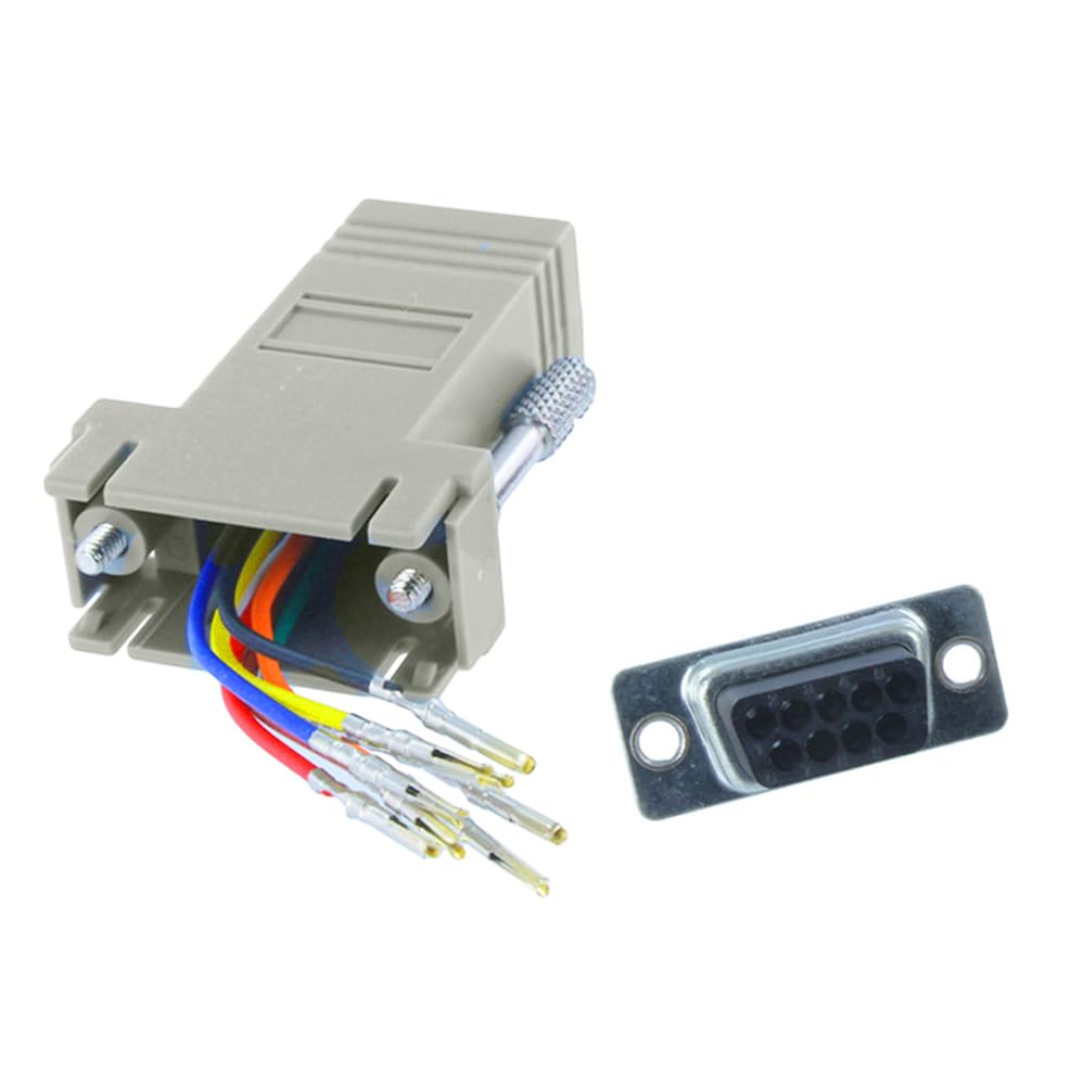 Jienk 5Pcs Db9 Female To Rj45 Modular Adapter, Db9 To Rj45 Female Jack Ethernet Adapter