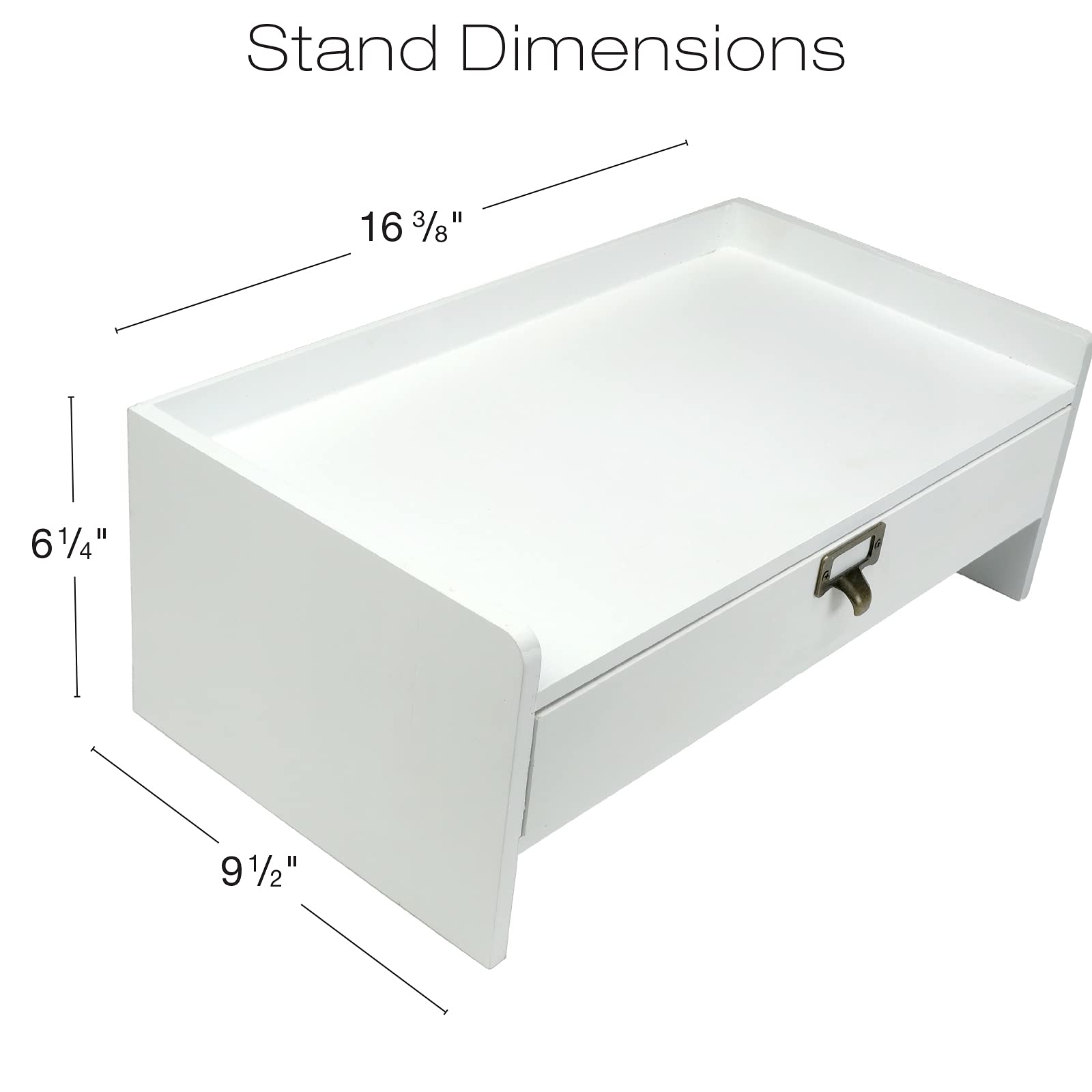 Excello Global Products Wooden Monitor Stand: Includes Drawer For Desktop Organization Of Notebooks, Pens, Pencils & Office Supp