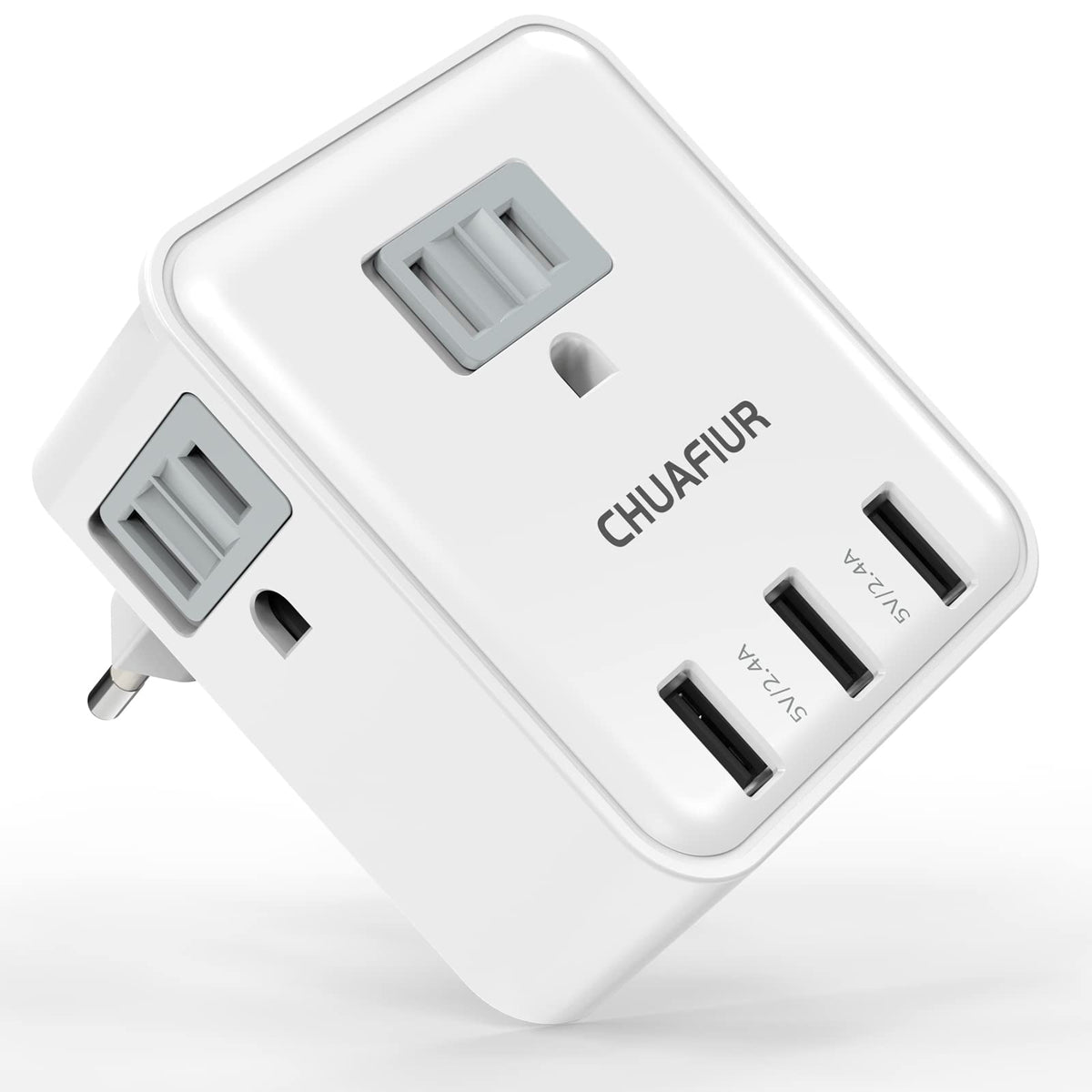 Chuafiur European Travel Plug Adapter, International Power Plug Adapter With 3 Usb Ports And 3 Ac Outlets, Power Converter Us To