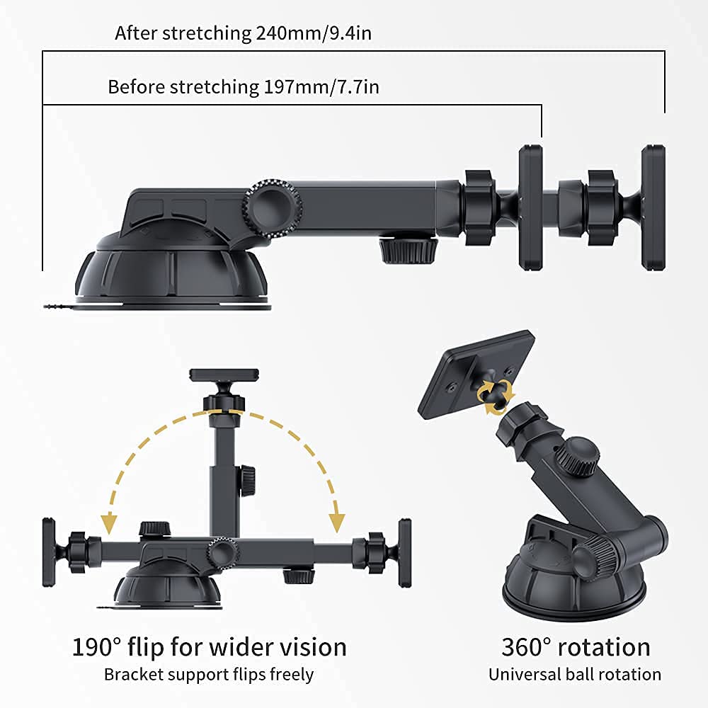 Pldhpro Magnetic Car Phone Tablet Holder For Iphone Ipad Size 4'  10' Tablets, Dashboard Dash Windshield Mount 360� Rotating Super Strong Magnet Tpu Suction Washable Robust Sticky Gel