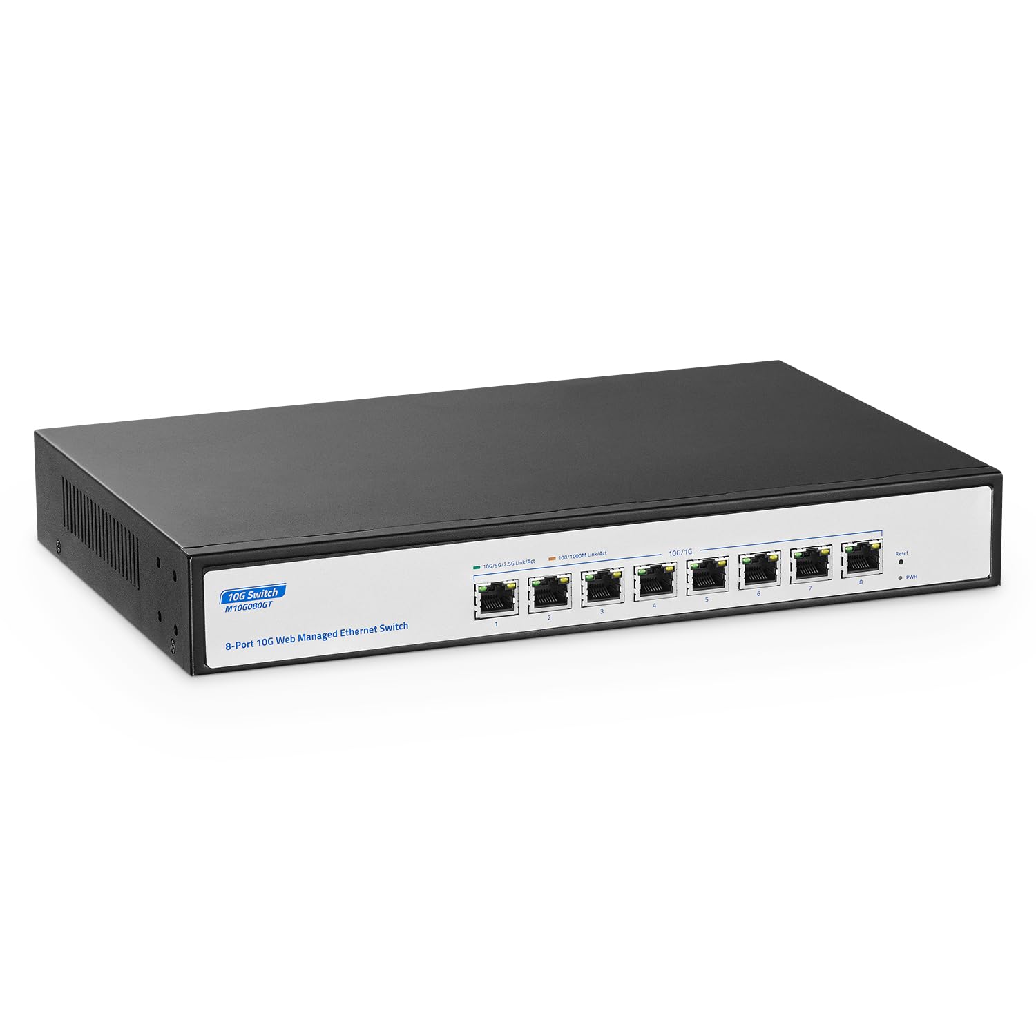 Yulinca 8 Port 10Gbps Managed Switch, Support 10G/5G/2.5G/1000M Auto Negotiation, 160Gbps Bandwidth, Support Lacp/Qos/Vlan/Igmp,