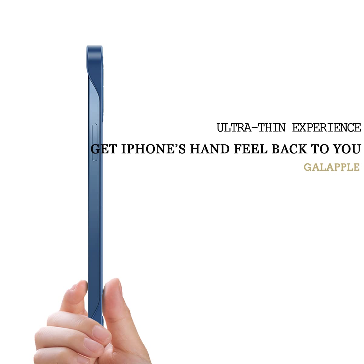 Galapple Ultra Thin Frameless Magnetic Case For Iphone 14, Blue Matte Minimalist Case With Shockproof Corner& Finger Loop String