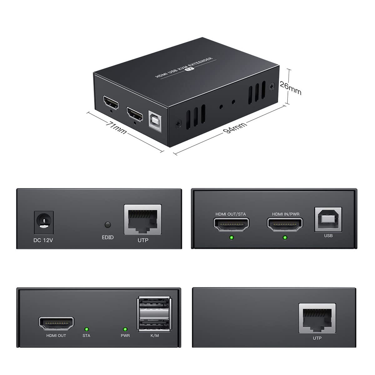 Hdmi Kvm Usb Extender Transmit 1080P Hd Video Over Cat5E/6 Ethernet Cable 50M (164Ft) For Mouse And Keyboard Control Remote Sign