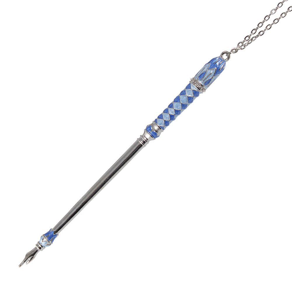 Elegant Silver Plated Yad Torah Pointer And Connected Chain Decorated With Multi Blue Tone Enamel - Decorative 8 Torah Scroll Re