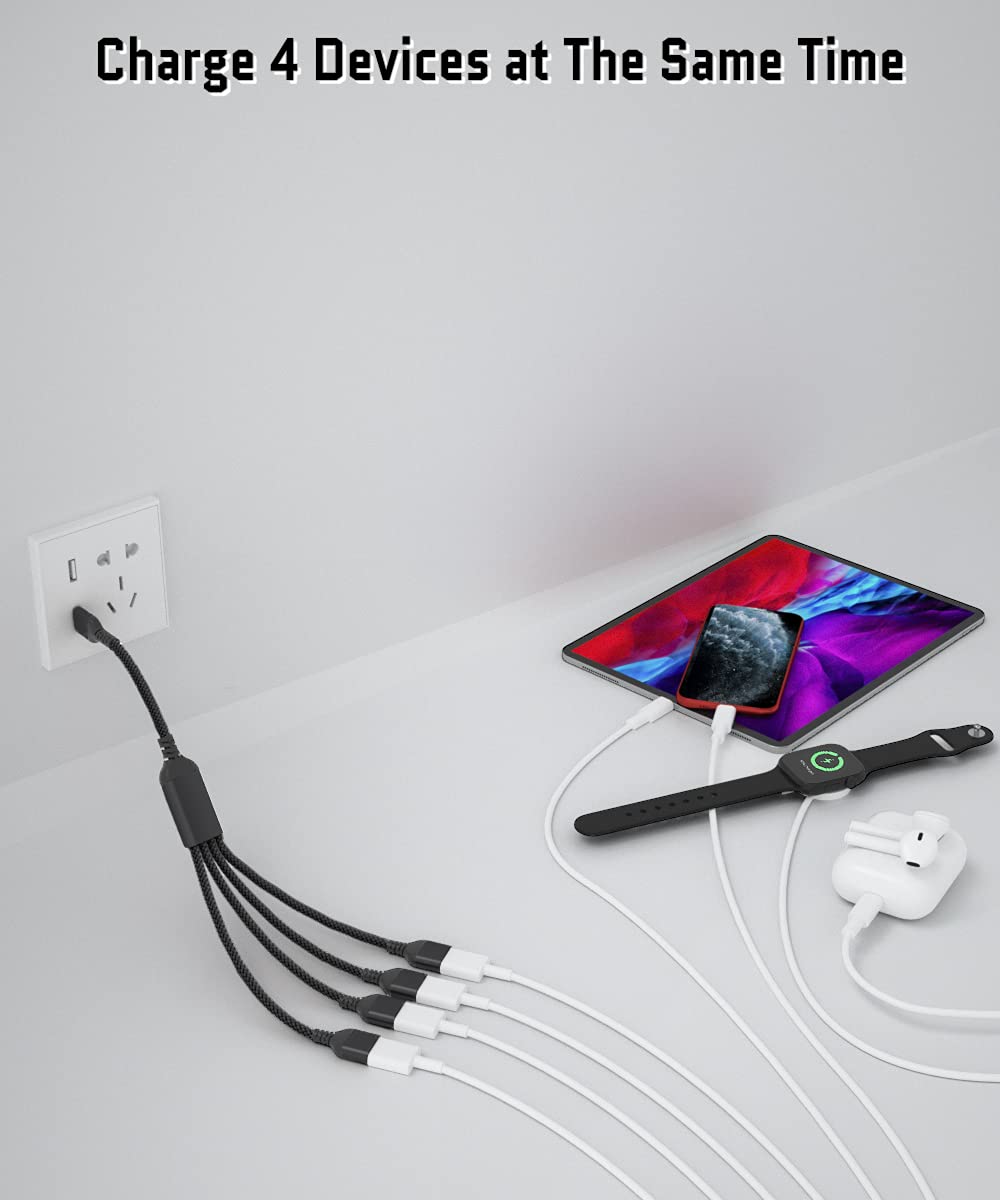 Elebase Usb Splitter   1 In 4 Out, 3.3Ft Multi Port Usb Y Cable For Pc, Tv, Macbook, Laptop, 2/3 Out