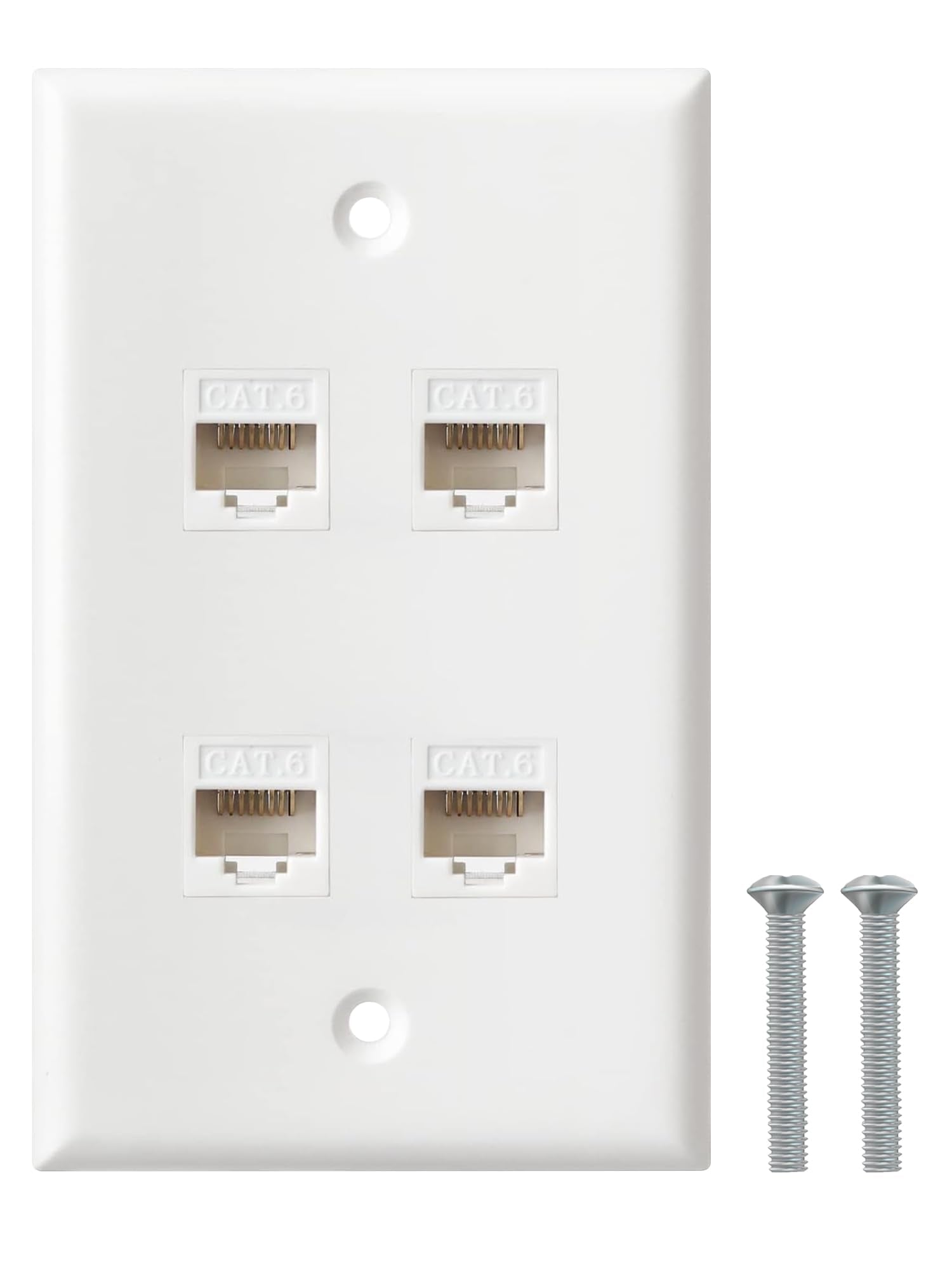 Bnpuhiu 4 Port Cat6 Wall Plate   Ethernet Wall Plate Outlet With Rj45 Female To Female Keystone For Cat7/6/5/5E Ethernet Devices