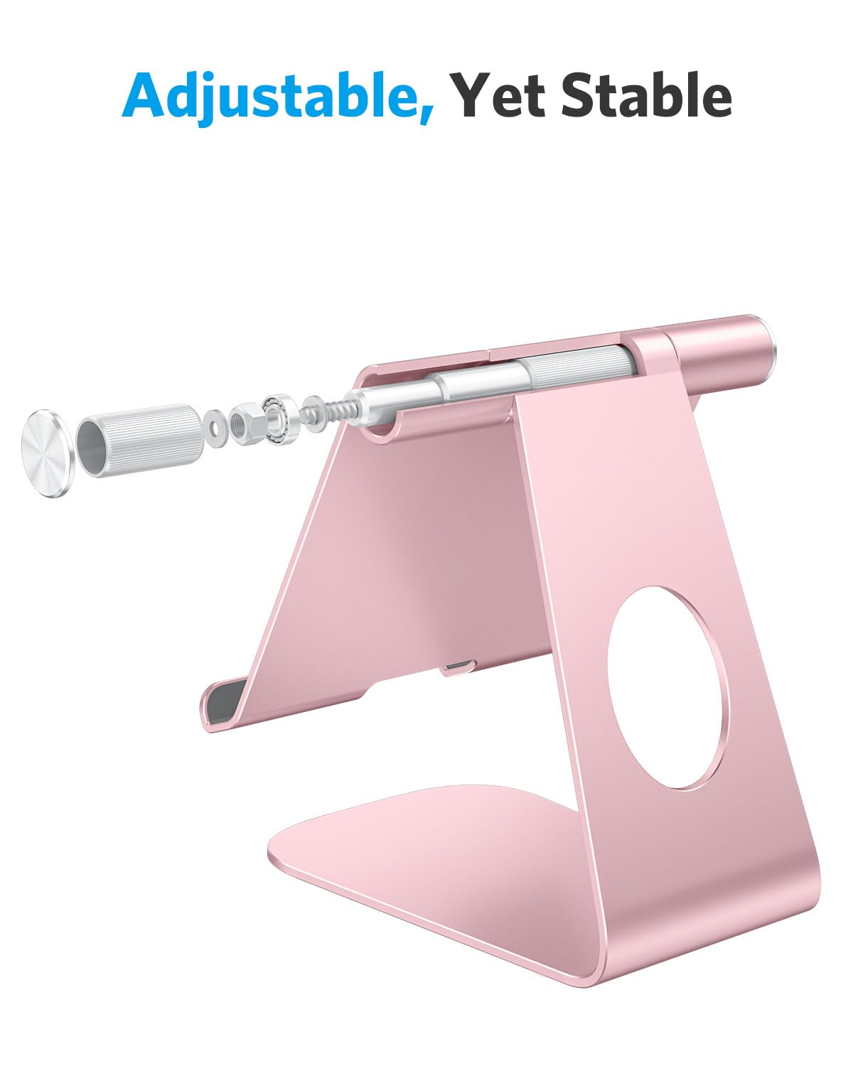 Omoton Tablet Stand Holder Adjustable, T1 Desktop Aluminum Tablet Dock Cradle Compatible With Ipad Air/Mini, Ipad 10.2/9.7, Ipad Pro 11/12.9, Samsung Tab And More, Rose Gold