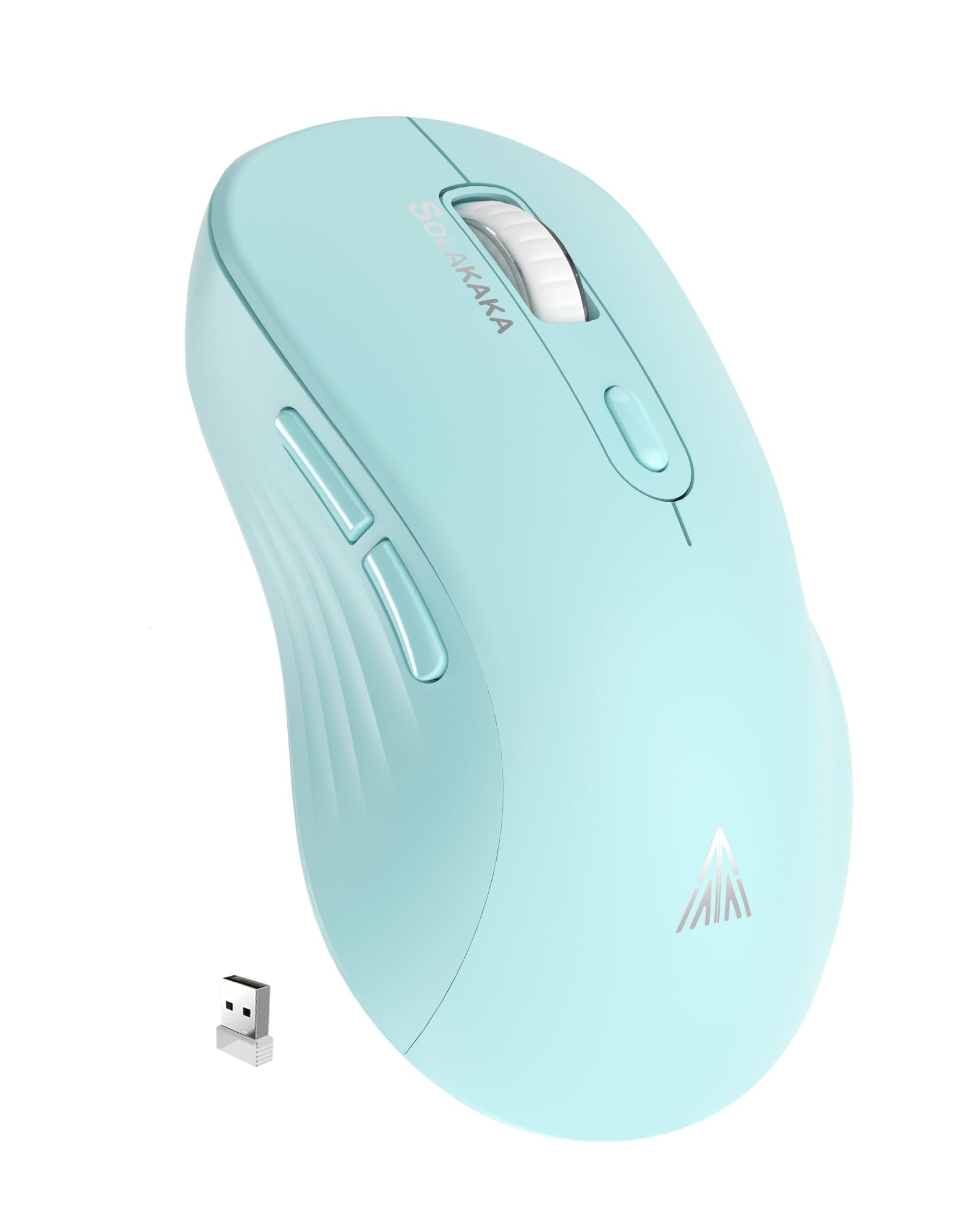 Solakaka Sm66 Green Silent Dual Mode Wireless Mouse For Laptop, Adjustable 4800 Dpi,Rechargeable Computer Mouse For Bluetooth An