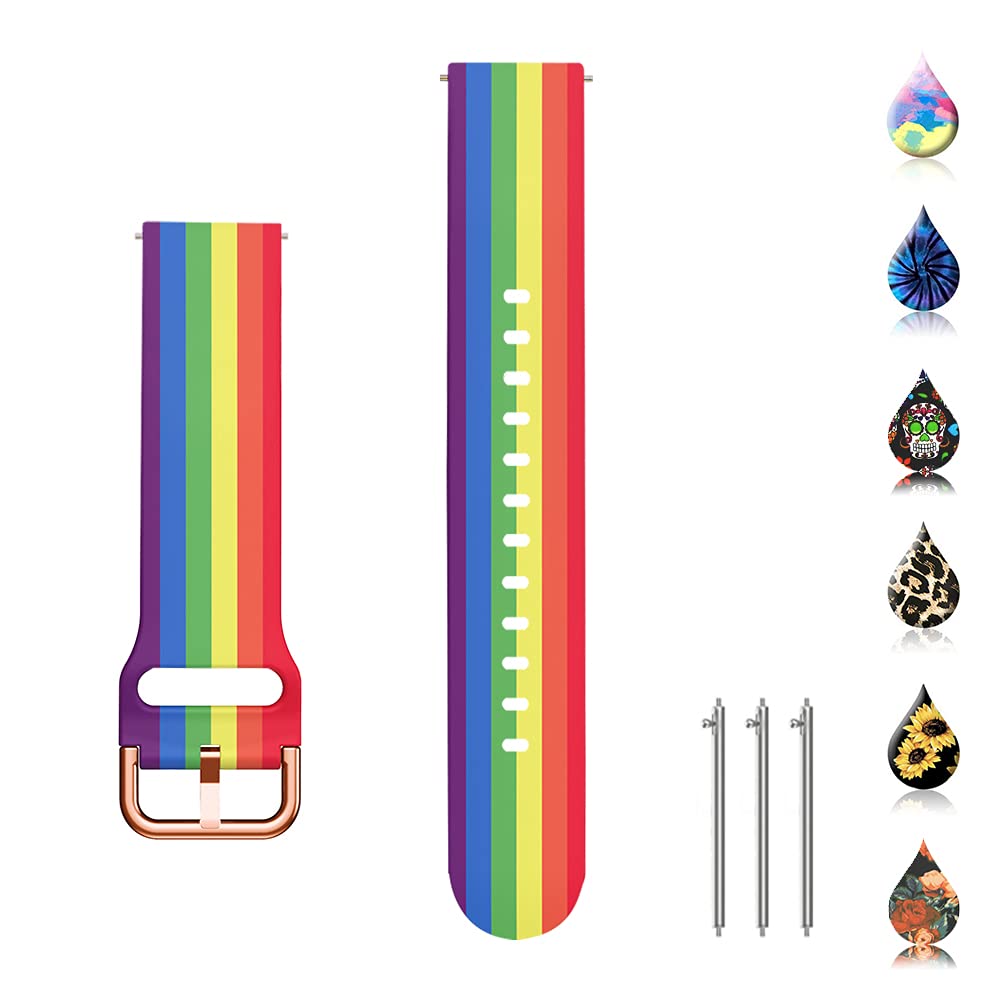 Toolaik Rainbow Bands Compatible With Samsung Active 2 Watch Band 40Mm /44Mm,Active Watch Band 40Mm, 20Mm Silicone Watch Bands F