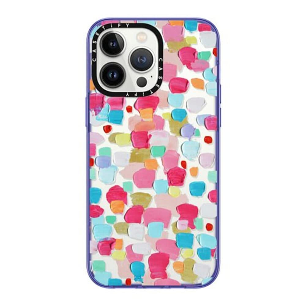 Casetify Compact Iphone 14 Pro Max Case [2X Military Grade Drop Tested / 4Ft Drop Protection]   Magenta Confetti   Peri Purple
