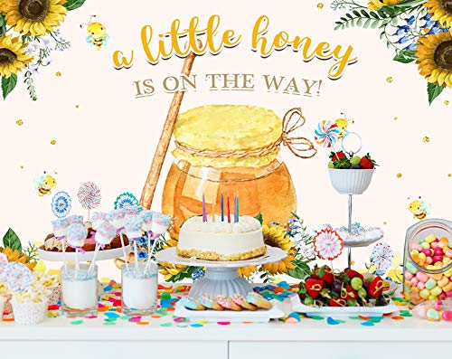 Ticuenicoa A Little Honey Is On The Way Baby Shower Backdrop For Girl And Boy Honey Sunflower Baby Shower Background For Photography Bee Theme Photo Booth Props Babyshower Banner Birthday Decors 5X3Ft