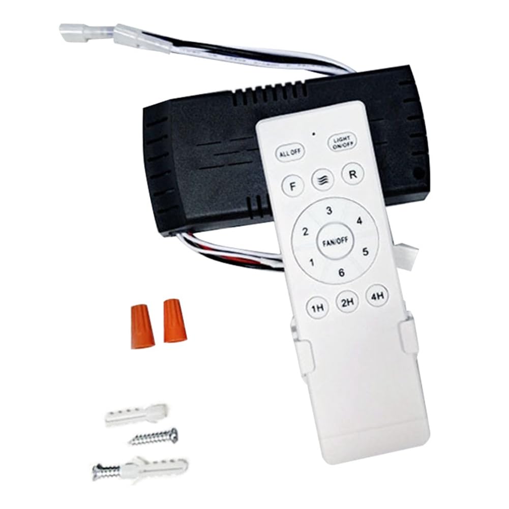 Universal Ceiling Fan Remote Control Kit Replacement, 6 Speed & Timing, Remote Replacement For Dc Ceiling Fan Light, Black & Whi