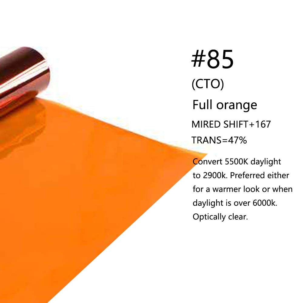 Orange Color Correction Gel Filter Sheet 16X20 Inches Kit, Full Cto, 1/2 Cto, 1/4 Cto Photography Lighting Gels For Photo Studio