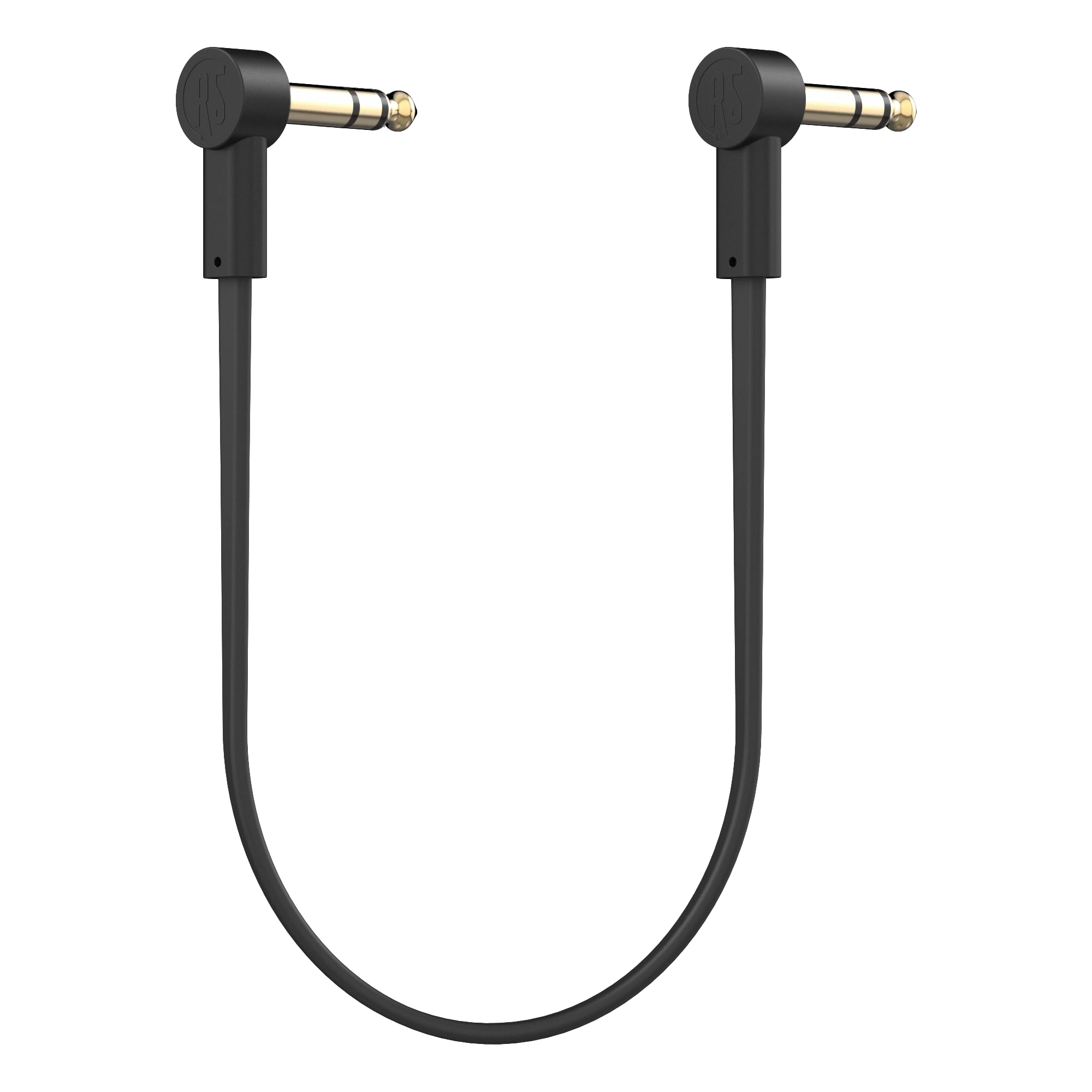 Rock Stock 1/4'' Stereo Trs Flat Patch Cables   36'' Ultra Thin, Right Angle, Low Profile, Gold Plated, Braided Shielding   Maxi