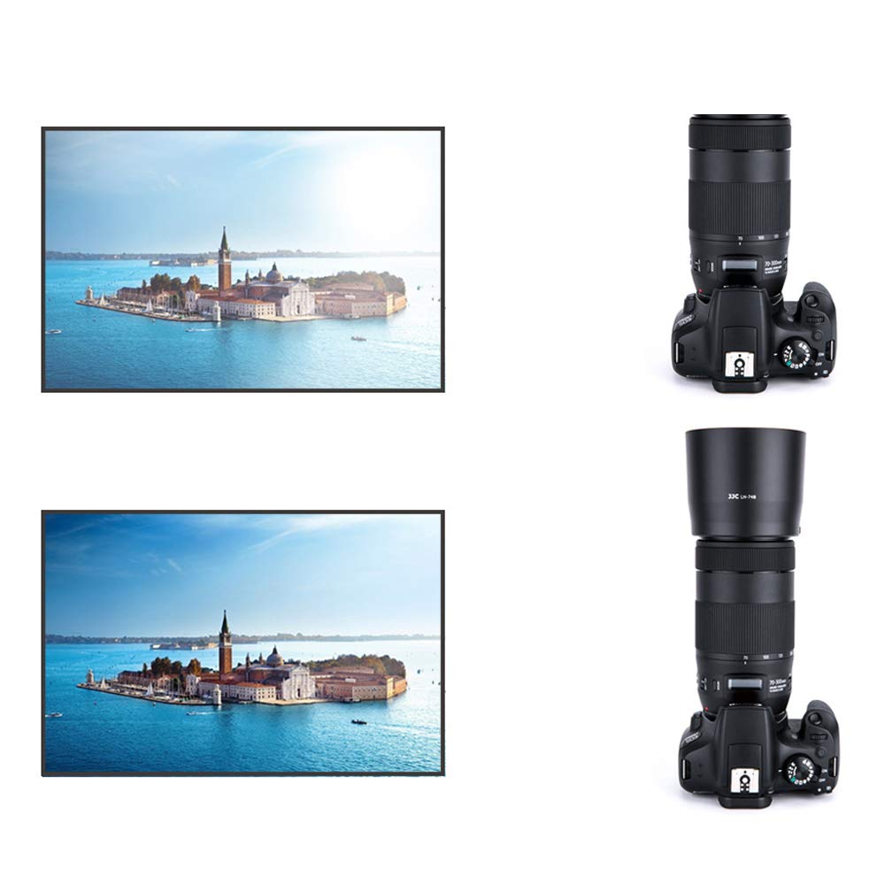 Jjc Et 74B Bayonet Dedicated Lens Hood Shade For Canon Rf 100 400Mm F/5.6 8 Is Usm And Canon Ef 70 300Mm F/4 5.6 Is Ii Usm Lens,