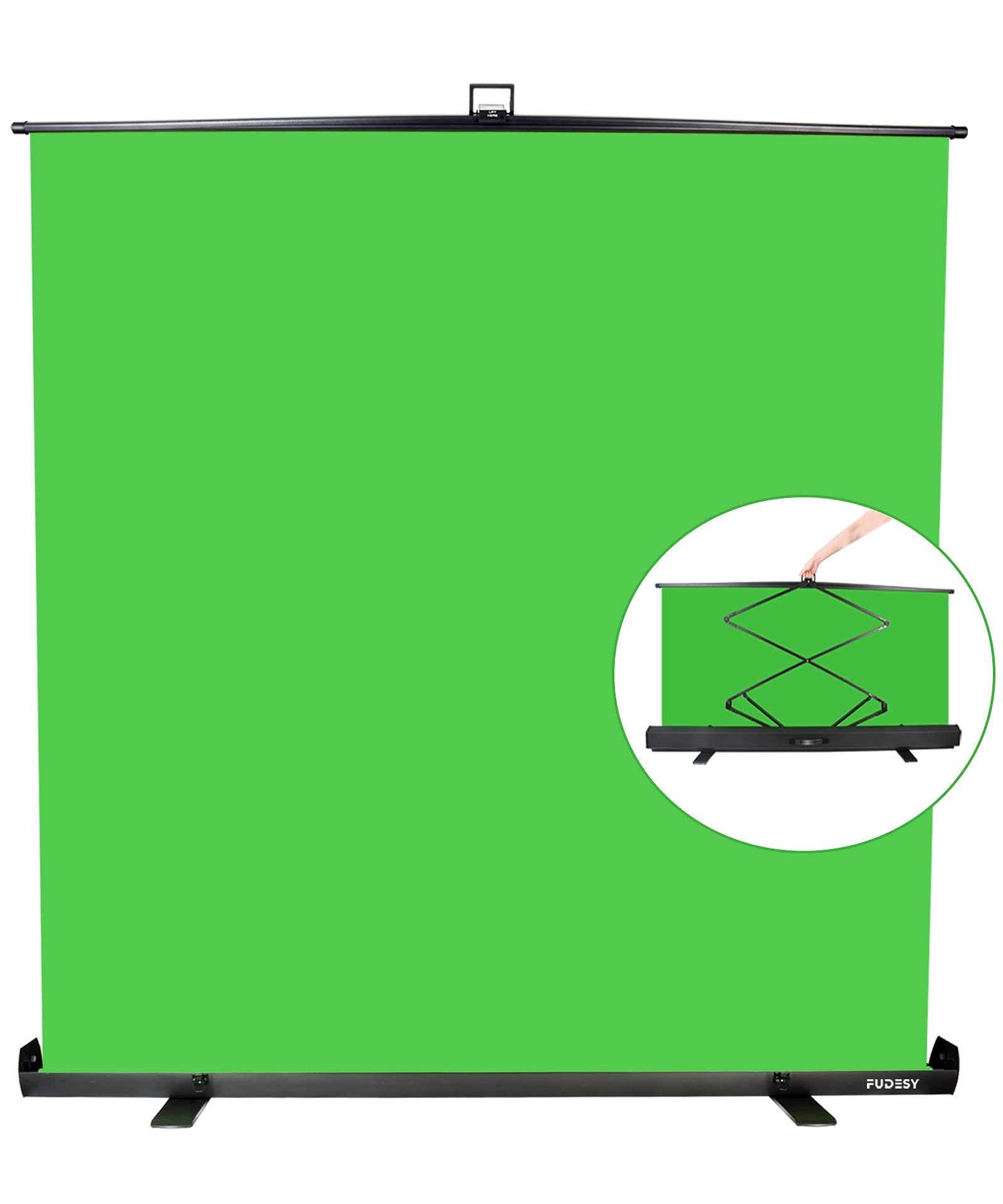 Fudesy Extra Large Green Screen, 74W X 77H Inches Collapsible Chromakey Panel,Portable Retractable For Tiktok Video, Live Game,A