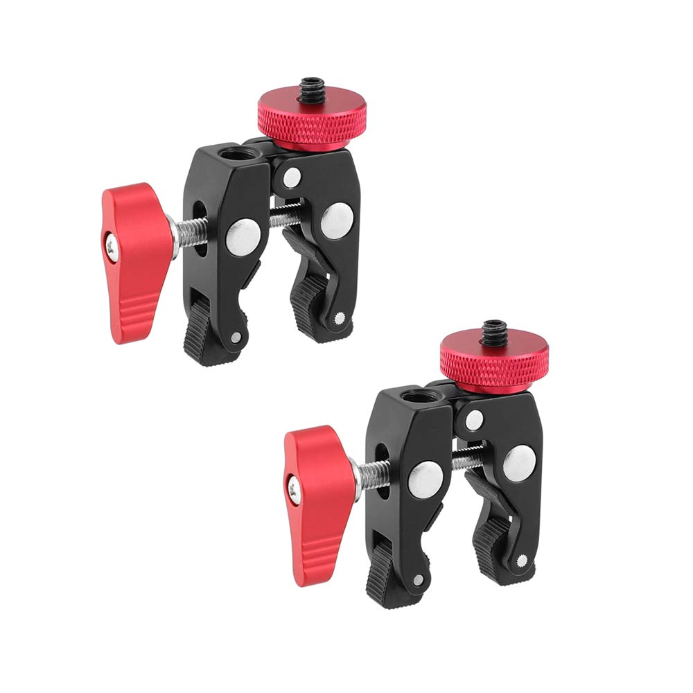 Kayulin Crab Clamp Holder With 1/4'' Screw Adapter For Studio Flash Light Camera Tripod (Red, 2 Pieces)