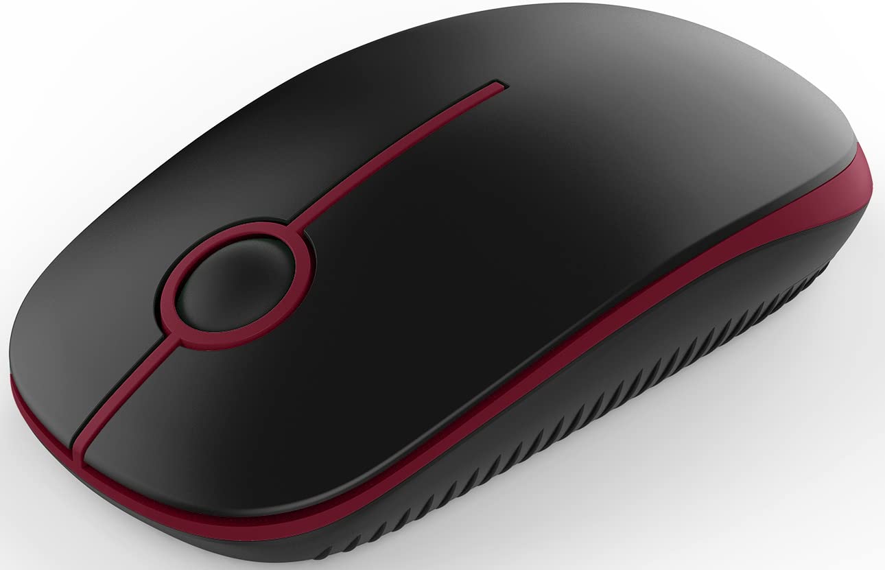 Vssoplor Wireless Mouse, 2.4G Slim Portable Computer Mice With Nano Receiver For Notebook, Pc, Laptop, Computer Black Red