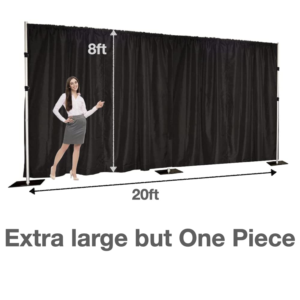 Two Layers Backdrop Made With One Piece Chiffon Tulle & Polyester For Professional Extra Wide Blackout Curtains (Black, 20 X 8 F