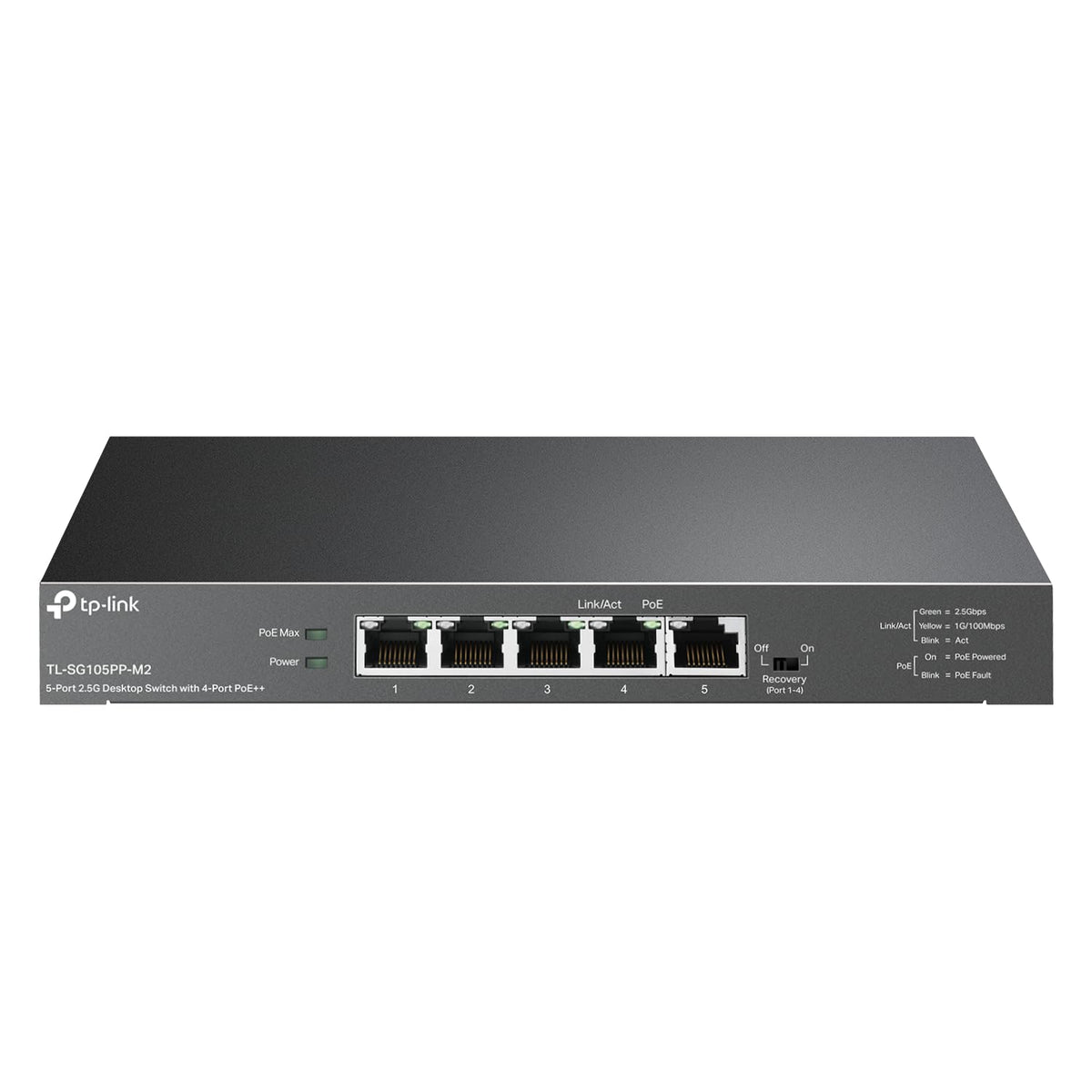 Tp Link Tl Sg105Pp M2 | 5 Port 2.5 Gigabit Switch | Multi Gigabit | 4 Poe++ Ports @123W | Fanless Metal Design | Plug & Play | P