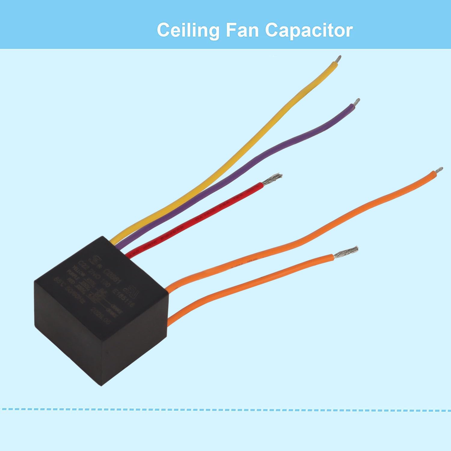 Podoy Ceiling Fan Capacitor Cbb61 5 Wire For Compatible With New Tech 4.5Uf+5Uf+6Uf 250Vac (Pack Of 2)