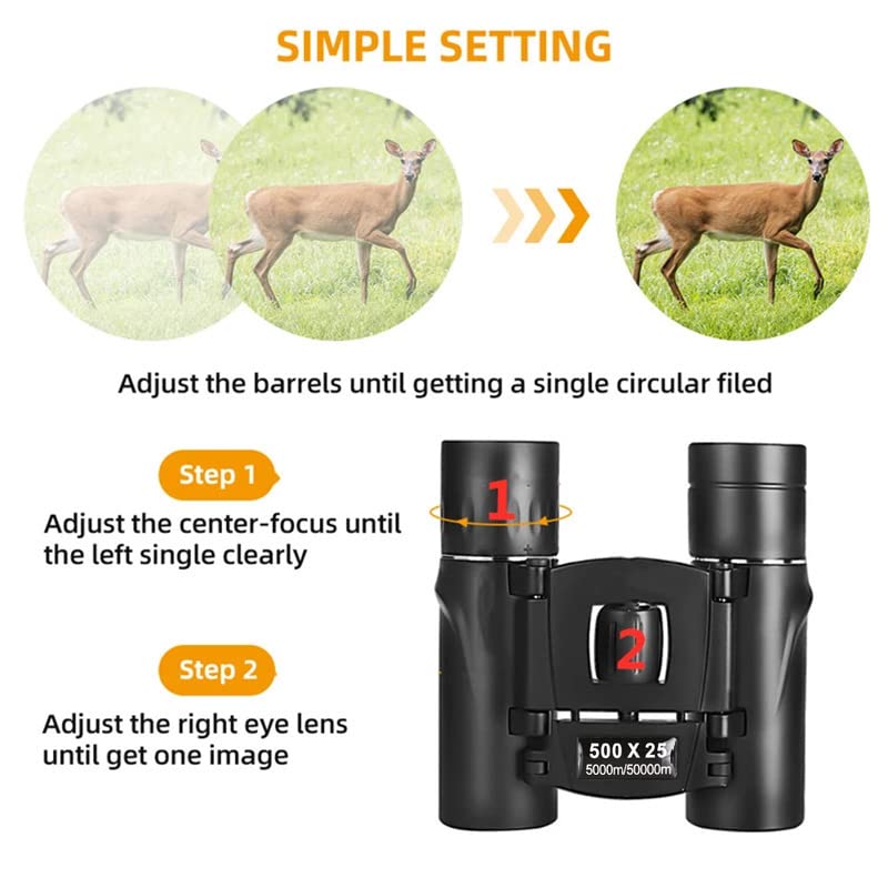 500X25 Hd Powerful Binoculars 5000M Long Range Folding Mini Telescope Professional Hunting Telescope Zoom Military Hd Bak4 Fmc O