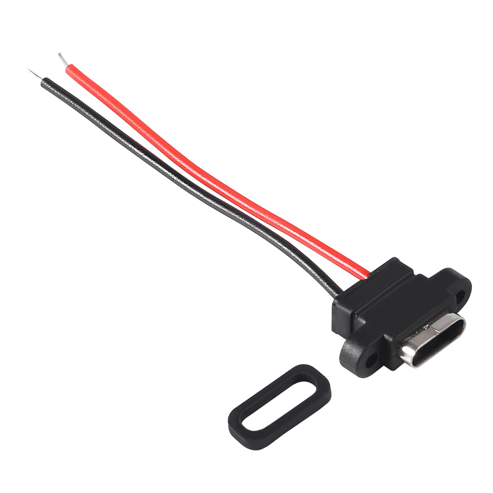 Xiitia 8Pcs Usb Connector Type C Female Chassis 2 Pin For Diy, Waterproof 2P Solder Wire Type Usb C Pigtail Cable Extension Powe