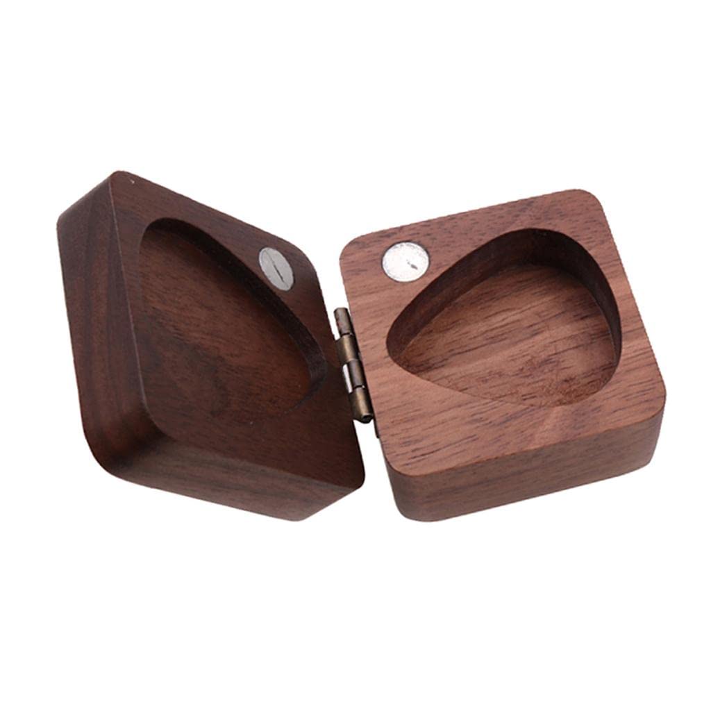 Expora Walnut Guitar Pick Plectrum Box For 4Pcs Picks Hold Guitar Accessories