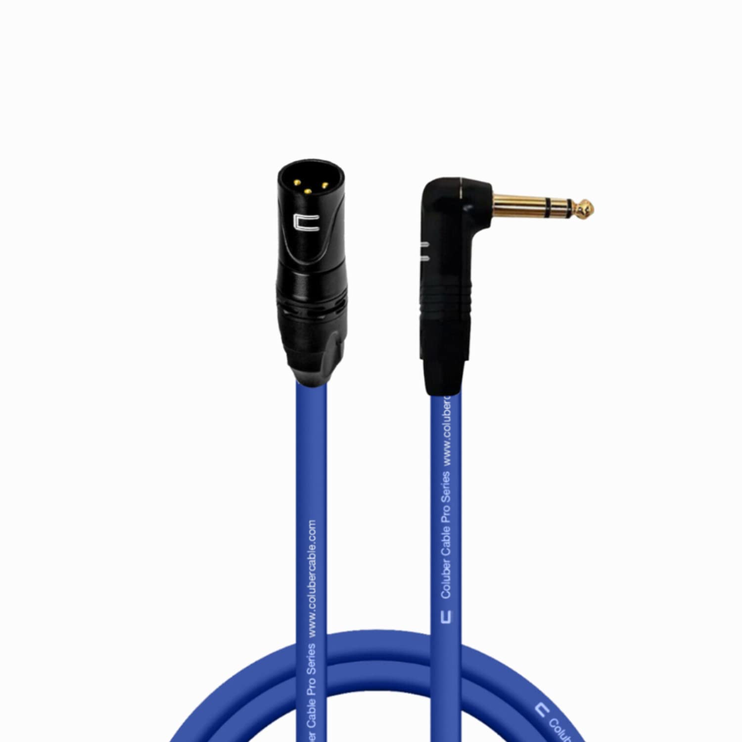 Balanced Xlr Cable Male To Right Angle 1/4'' Trs   3 Feet Blue   Pro 3 Pin Microphone Connector For Powered Speakers, Audio Inte