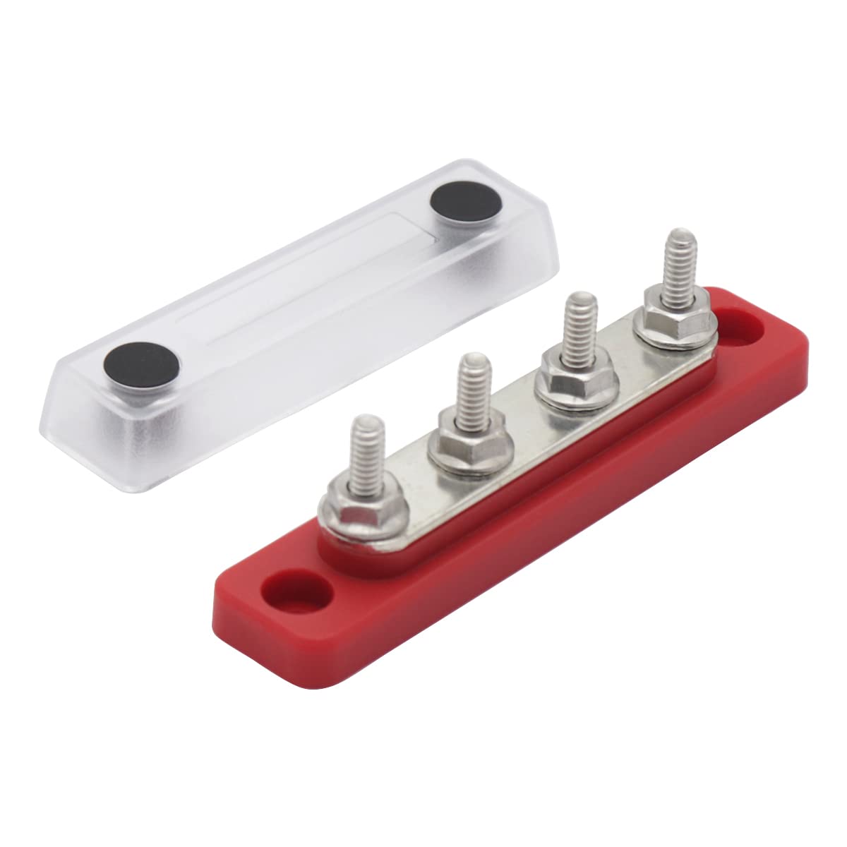 Gloaso 12V  48V Dc Copper Bus Bar 100A Power Distribution Block, 4 X 3/16    Post Terminals Block, Battery Busbars 100 Amp 12 Vo