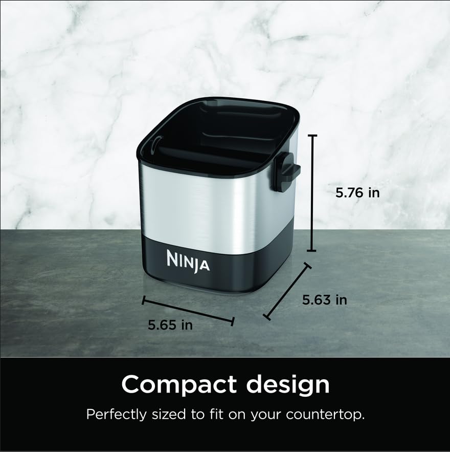 Ninja Luxe Caf   Knock Box, Accessories For Espresso Machine, Easy & Mess-Free Puck Disposal, Coffee & Espresso Grounds, Non-Sli
