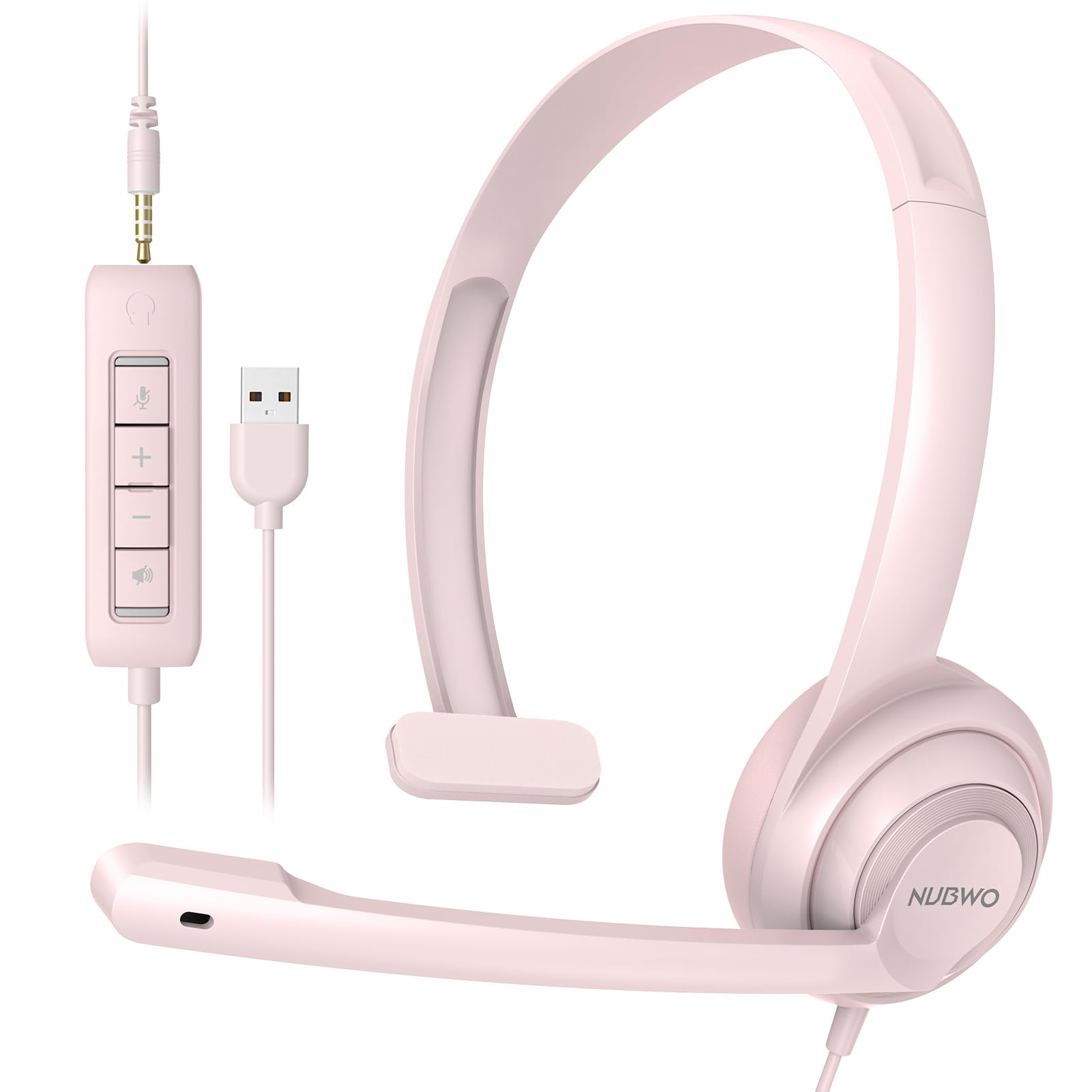 Usb Headset With Microphone Noise Cancelling &In Line Control, Super Light, Ultra Comfort Computer Headset For Laptop Pc, On Ear