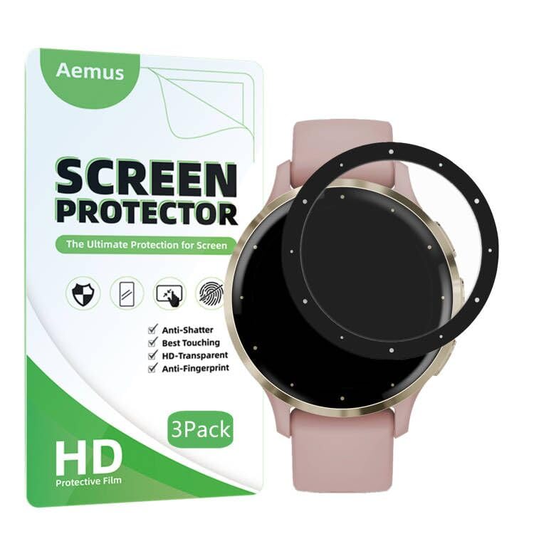 Aemus Compatible For Garmin Venu 3S Screen Protector (3 Pack) Smart Watch 3D Full Coverage Protective Film
