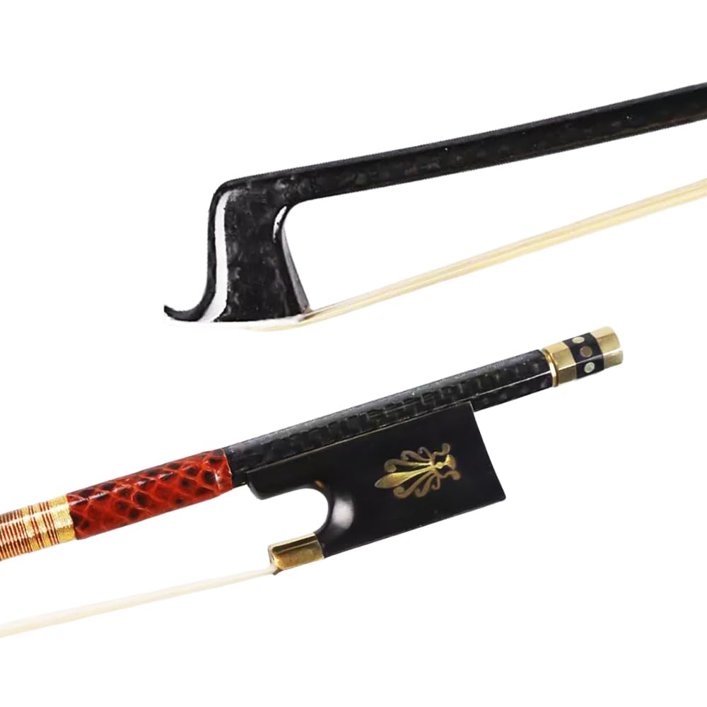 Yinfente Violin Bow 4/4 Carbon Fiber Ebony Frog With Peafowl Inlay,Mongolian Horse Hair,Stick&Well Balance 4/4 Violin Bow For Al