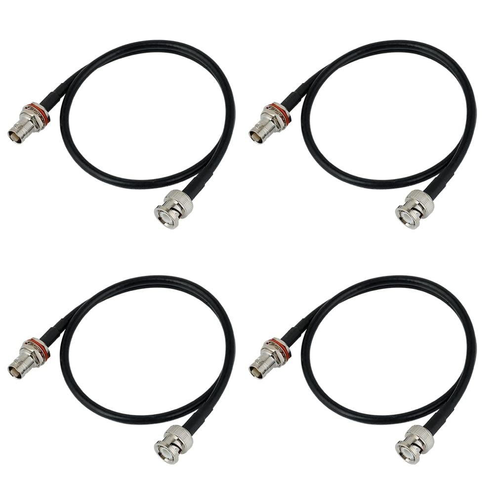 Rhymkawa Rk Antenna Extension Cable With Bnc And Bulkhead Connector For Wireless Microphone Combination System, Lenght 20 (4 Pac