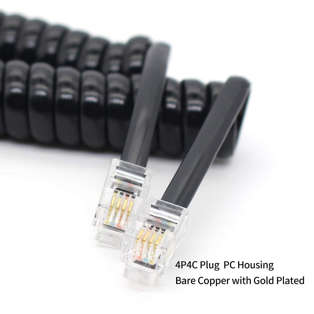 Telephone Handset Cord Detangler Cable Pure Copper Coiled 2.64 To 22 Feet Uncoiled Landline Phone Spiral Curly Cable Extension M