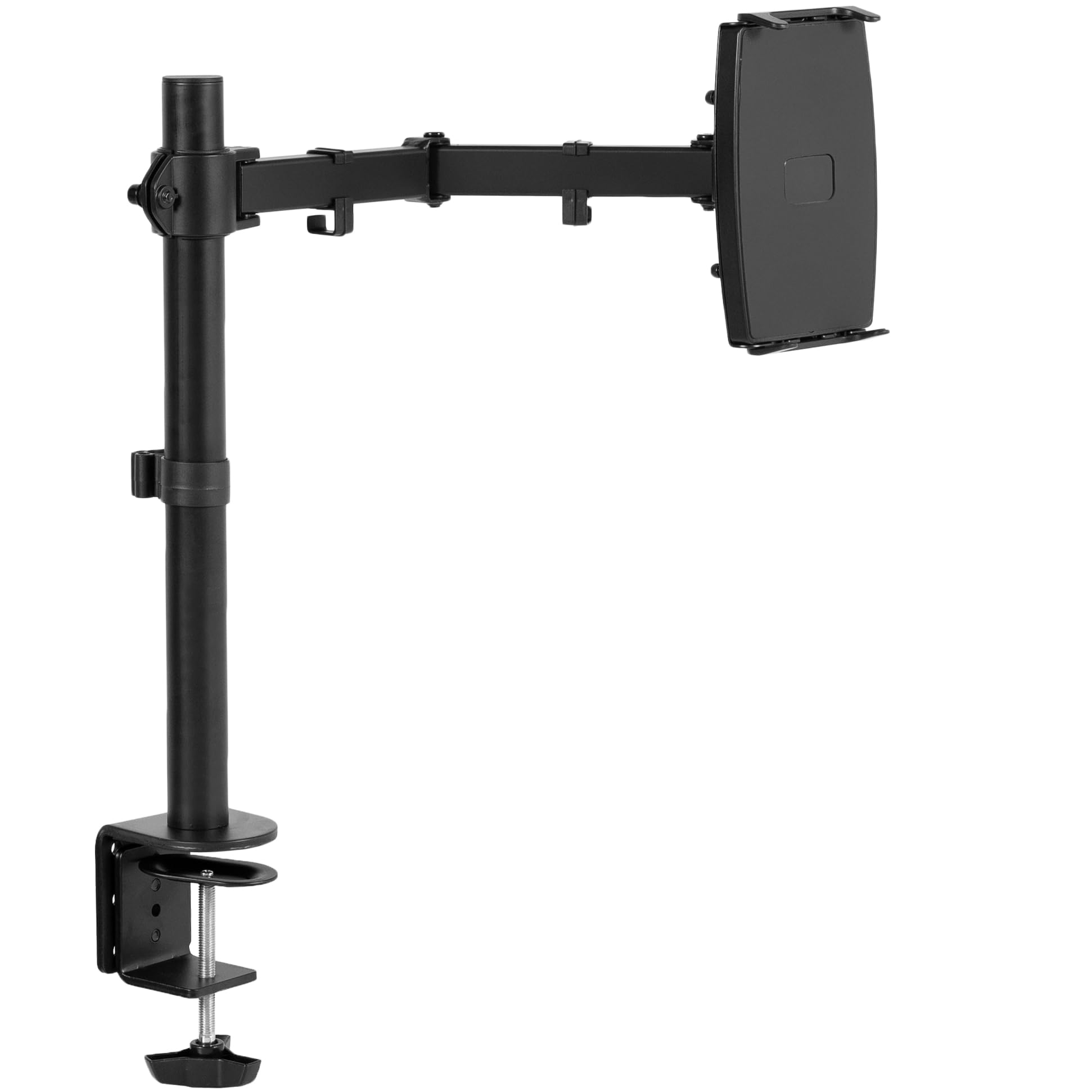 VIVO Universal Tablet Desk Mount, Single Arm Adapter for 2 in 1 Laptops, Holds up to 15.6 inch Portable Monitors Without VESA Holes, Fully Adjustable Stand, Black, STAND V001UVM