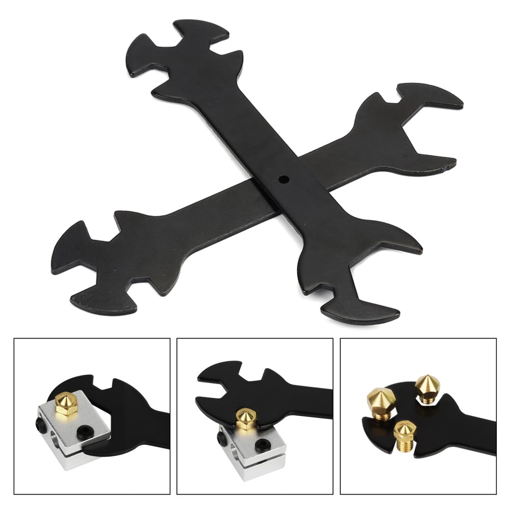 Thtrht 2 Pack 3D Printer Wrench Set 5In1 Stay 6Mm To 20Mm Nozzle Wrenches Spanner Steel Flat Ratchet For E3D Mk8 Mk10 V6 Volcano