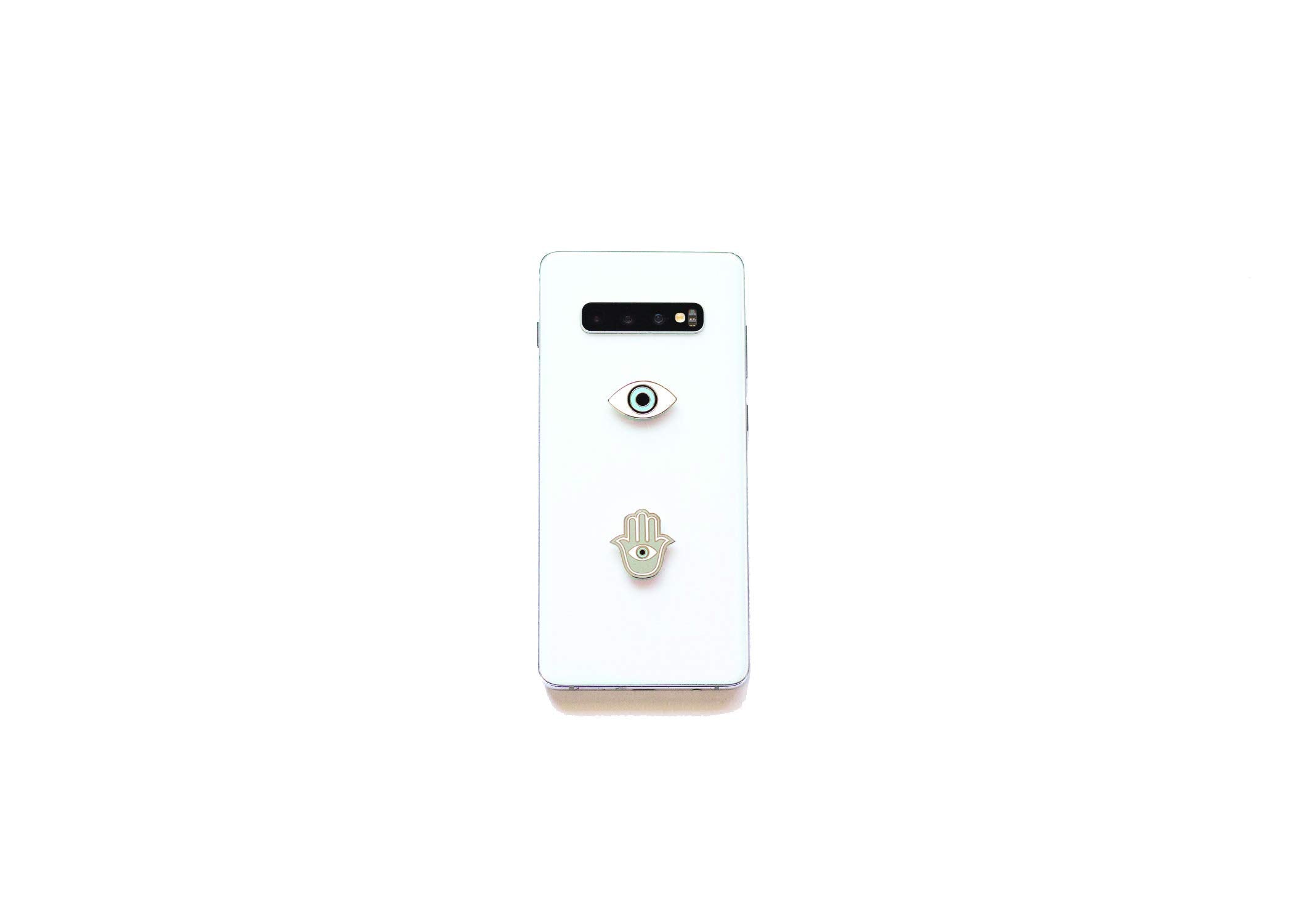Metal Charm Stickers For Cell Phone Cases. Evil Eye And Hamsa Set Of 2 Reusable & Removable Leaves No Residue. Universal Spiritu