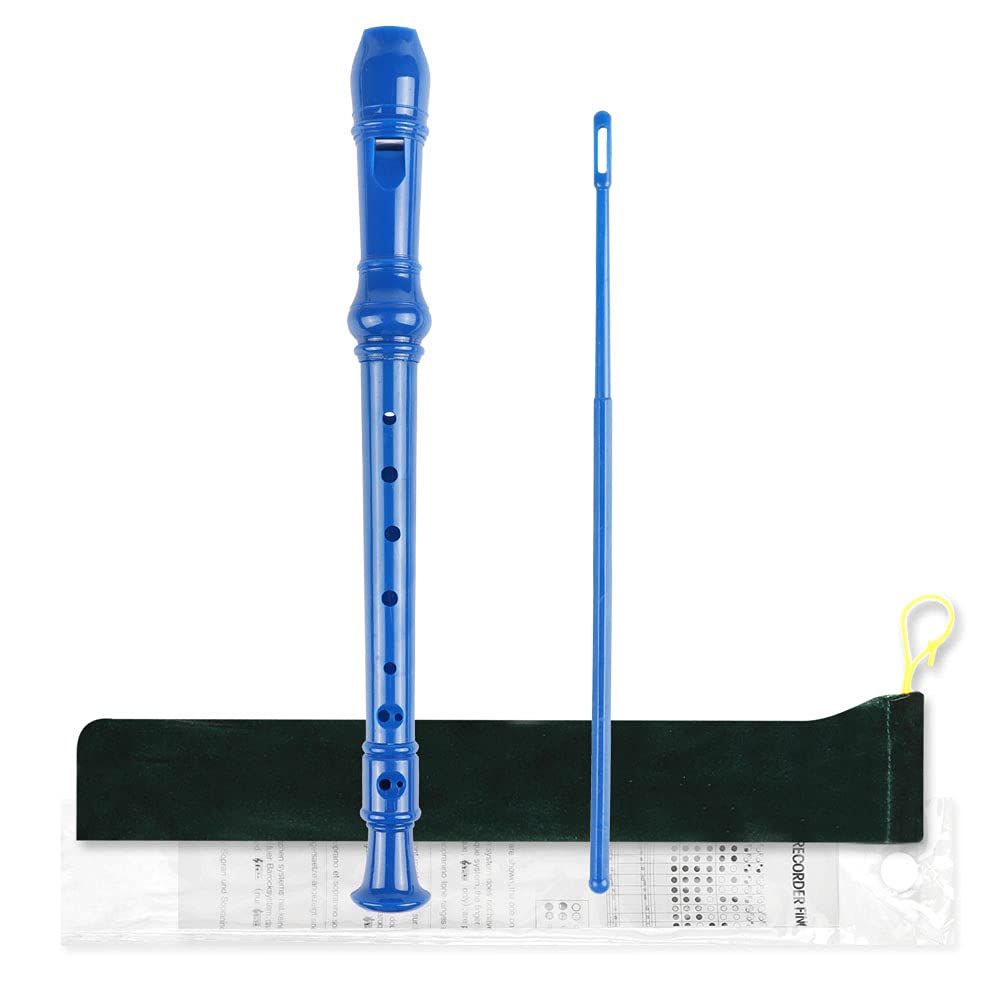 Mr.Power Soprano Recorder German Style C Key 8 Holes Easy Instrument For Beginners School Student Home Entertainment (Blue)