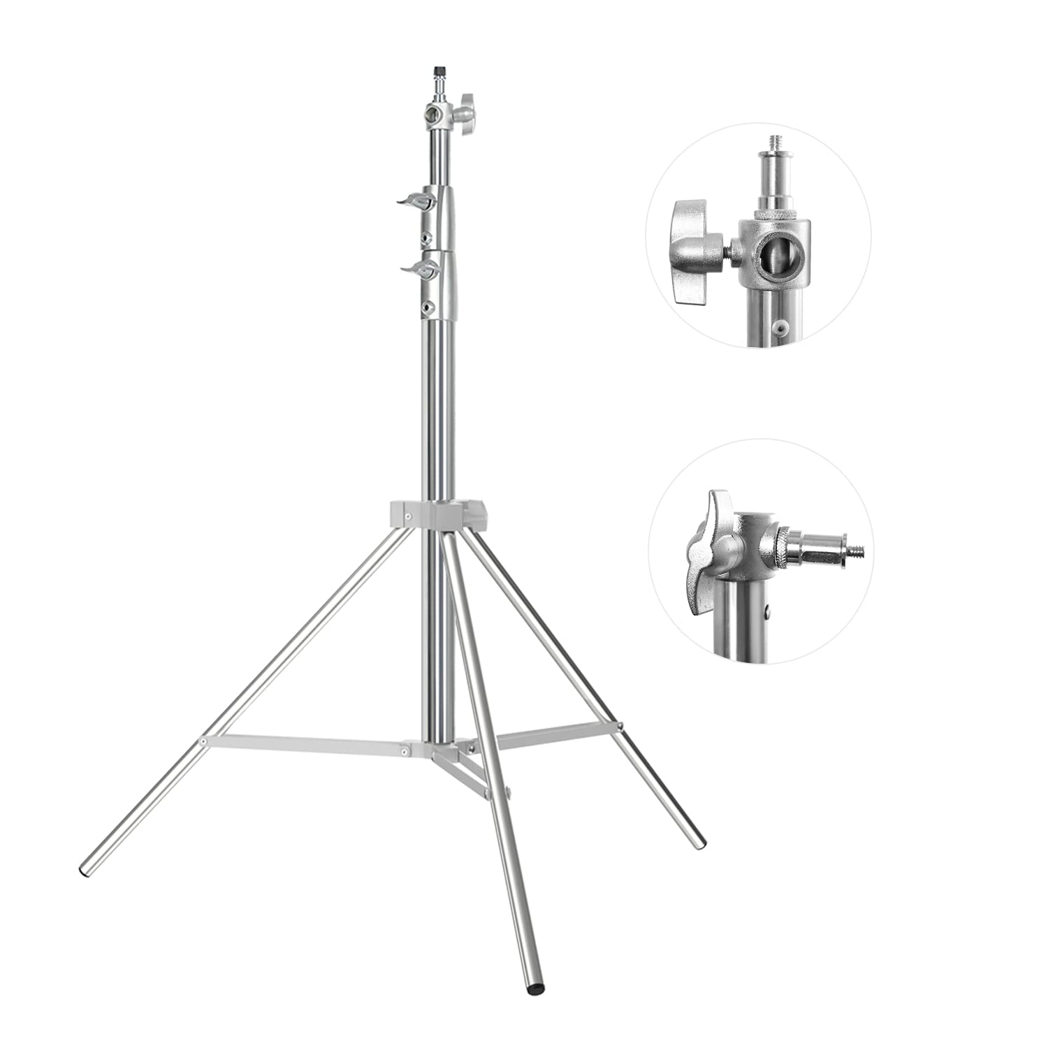 Heavy Duty Light Stand Photography: Stainless Steel   Takerers 9.2Ft/110Inch Adjustable Tripod Stands With Spring Cushioned, 1/4